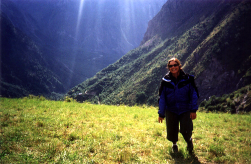 Jane hiking in the mountains