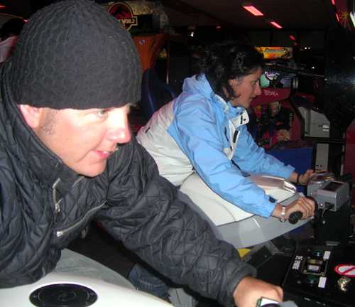 Mike and Suzie racing