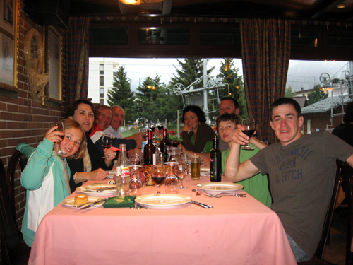 Happy campers at dinner